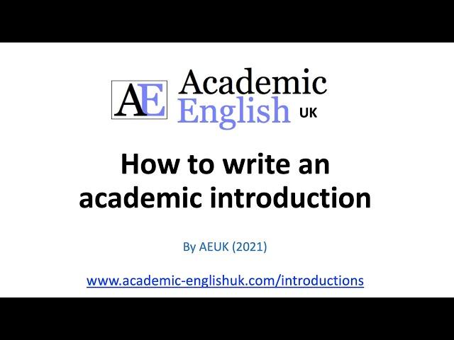 How to write an academic introduction