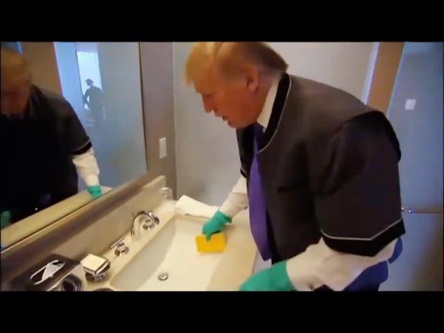 Trump Cleans Bathrooms and Works as a Waiter and Bell Hop at his Hotel