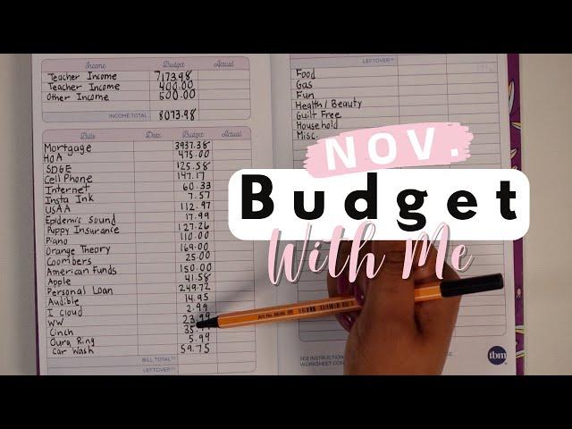 November 2024 | Monthly Budget With Me | $8,073.98 | Zero Based Budget