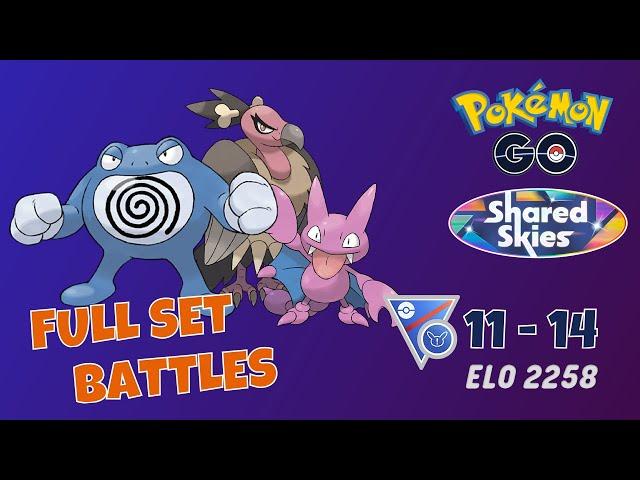 Poliwrath/Mandibuzz/Gligar Full Set Battles (Pokemon Go PVP - Shared Skies)