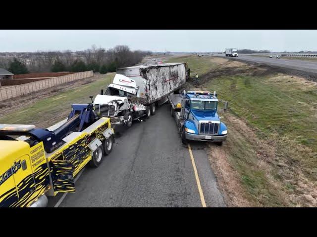 Cars sliding on ice in Texas Ice Storm  - Dallas  - January 2023 winter storm - Drone