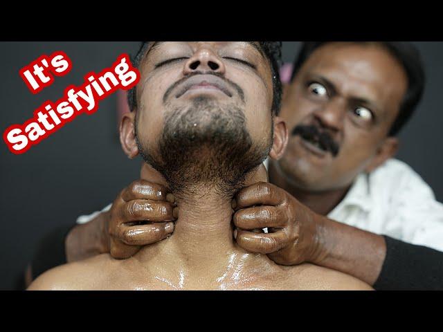 Throat Massage With Oil | Heavy Oil Neck And Head Massage ASMR | Neck Crack And Ear Cracking ASMR