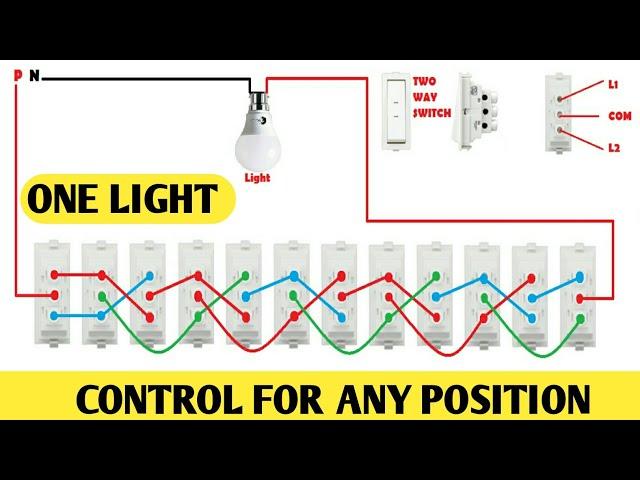 Staircase Wiring / staircase wiring connection with 2 way switch/ one light control for any position