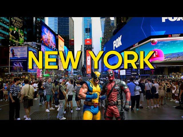 Surviving Times Square  4k New York City Walk, Tourist Crowds Madness in Manhattan