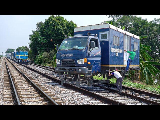 Genius Way They Ride Homemade Rail Truck in Vietnam