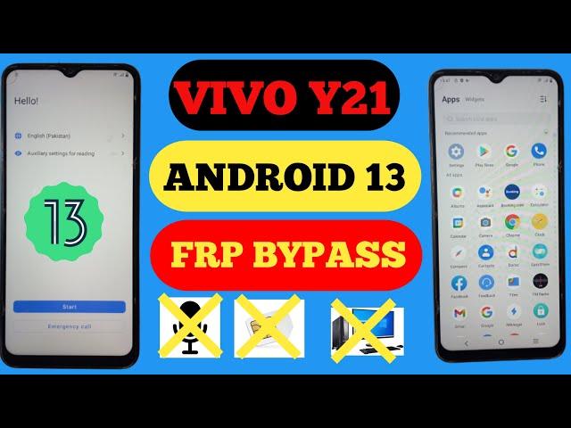 VIVO Y21 Frp Bypass Android 13 || TalkBack Not Working | reset option Not Working | without pc 2023