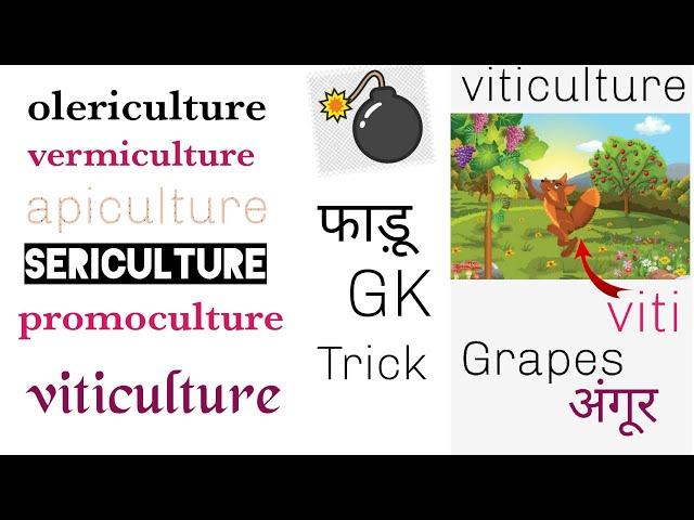 sericulture ,apiculture , promoculture, olericulture,/Trick To Learn Different Types OF Cultures/