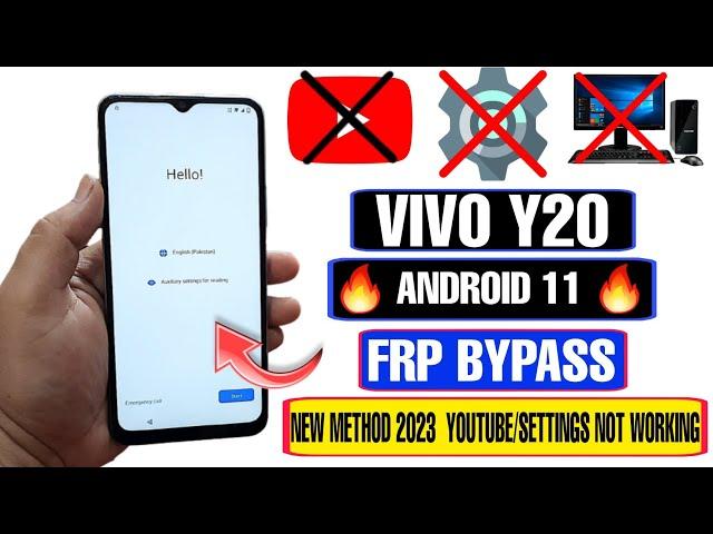 VIVO Y20 FRP Bypass Android 11 New Method 2023 | YouTube Not Working | Settings Not Working |