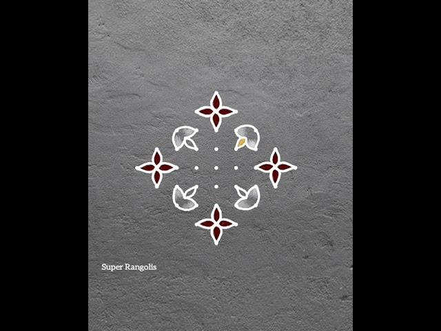 beautiful rangoli with 9 dots.. deepam Rangoli designs.. chukkala muggulu..