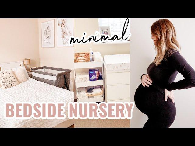 BEDSIDE NURSERY SET UP TOUR Minimal | Master Bedroom Set Up for Newborn | Postpartum Essentials UK