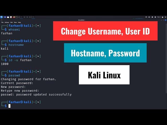 How to Change Username, Hostname, Password, User ID on Kali Linux 2024.1