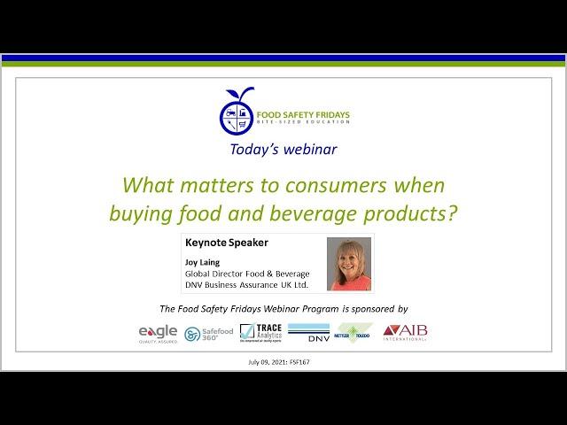 What matters to consumers when buying food and beverage products?