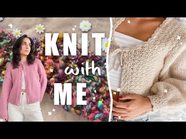 Knit With Me | Finishing my bubblegum cardigan, rainbow scarf and crochet flowers | Woozy By Céline