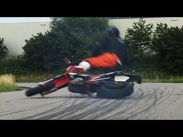 Sliding Highsider! - Big Crash - KTM EXC530 Supermoto