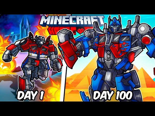 I Survived 100 Days as OPTIMUS PRIME in Hardcore Minecraft!