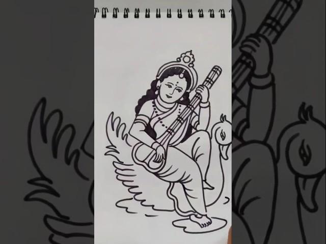 Quick and easy drawing of maa saraswati for beginners/ Basant Panchami special
