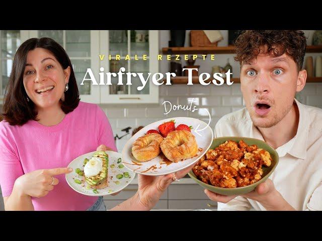 Wir testen virale Airfryer Rezepte | süße Donuts, pochiertes Ei & crispy Blumenkohl