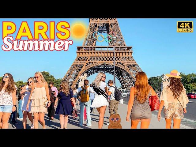 Paris, France  - Paris Summer 2024 ️, Beautiful Womens & Hot Spots 4K Paris Walk  (▶1h)