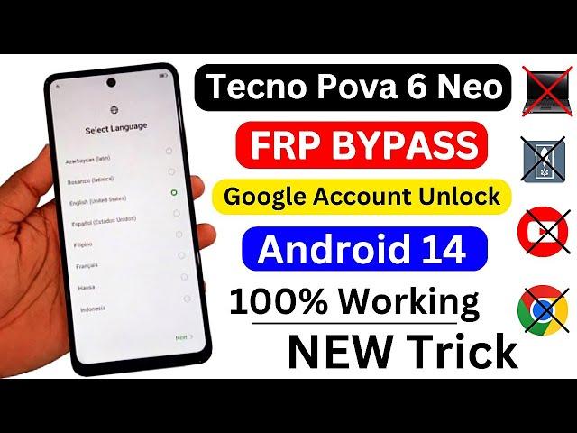 Tecno Pova 6 Neo FRP Bypass Android 14 Without PC | Tecno Kl8 Frp Unlock | Google Account Bypass