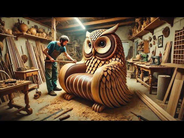 The Most Unique Owl Shaped Bench You've Ever Seen Before // Crazy Creative Woodworking