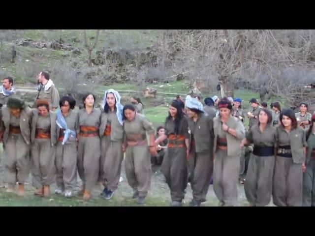 Kurdish female fighters dancing in the mountains of Kurdistan