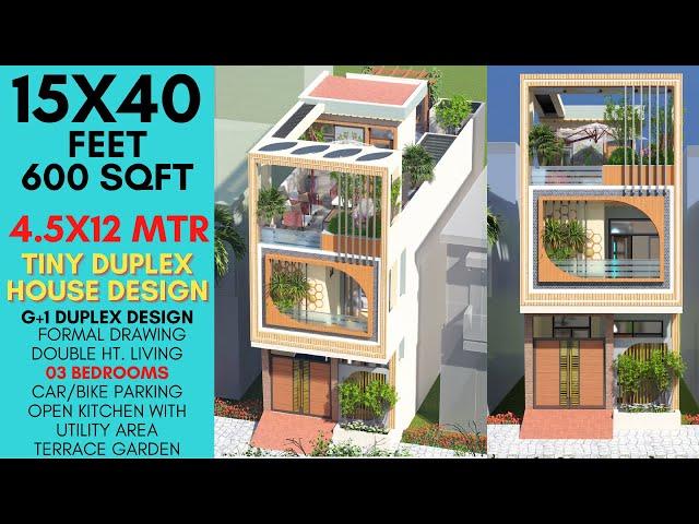 A 15x40 Feet G+1 Tiny Duplex House | Floral Design Review | 600 SQFT | 67 GAJ | ID-215