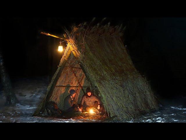 Building a Super Primitive Viking House by Hand: WINTER BUSHCRAFT (Part 1)