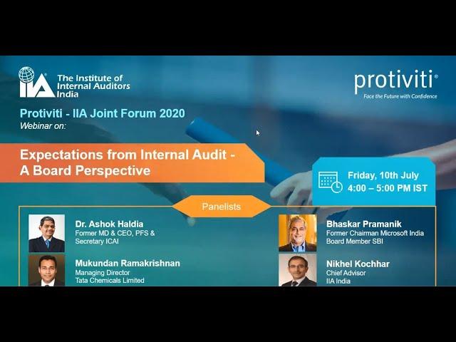 IIA India & Protiviti Webinar: Expectations from Internal Audit - A Board Perspective, 10 July 2020