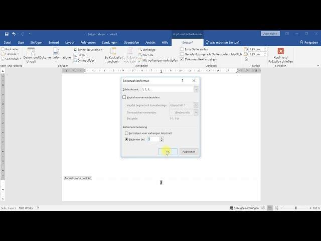 Seitenzahlen erst ab Seite 3 beginnen – Word-Tutorial