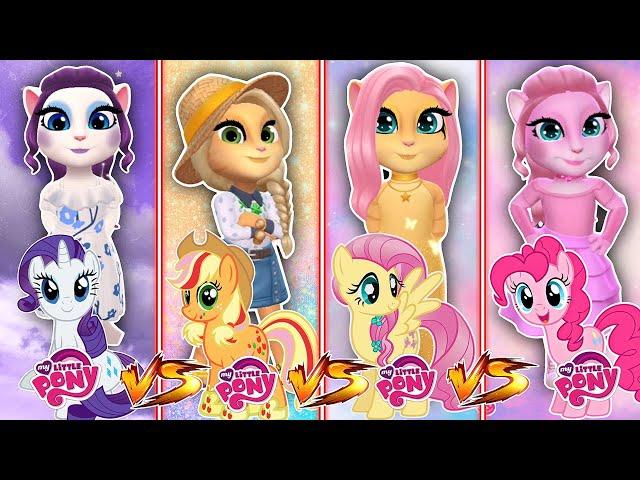 My talking angela 2 || My Little Pony || Fluttershy vS Rarity vS Rainbow vS Apple Jack || cosplay