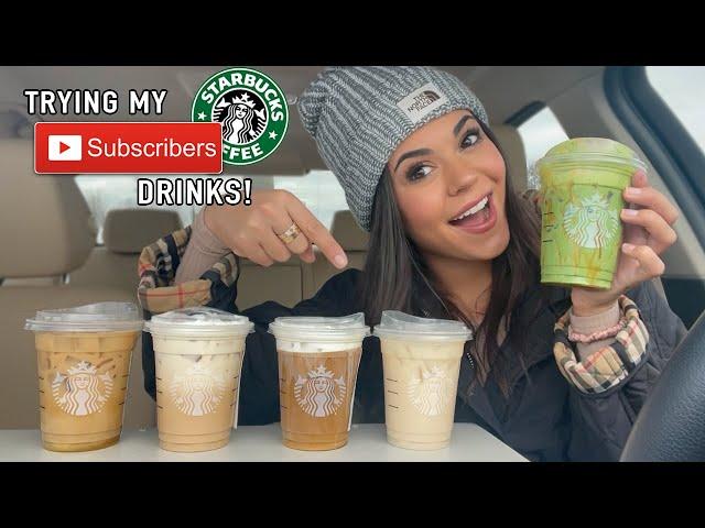 Trying MY Subscribers FAVORITE Starbucks Drinks! | Steph Pappas