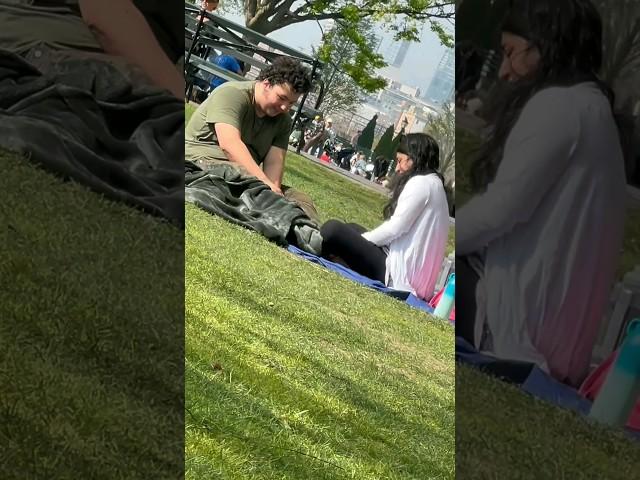 Couple Under Blanket in NYC Park