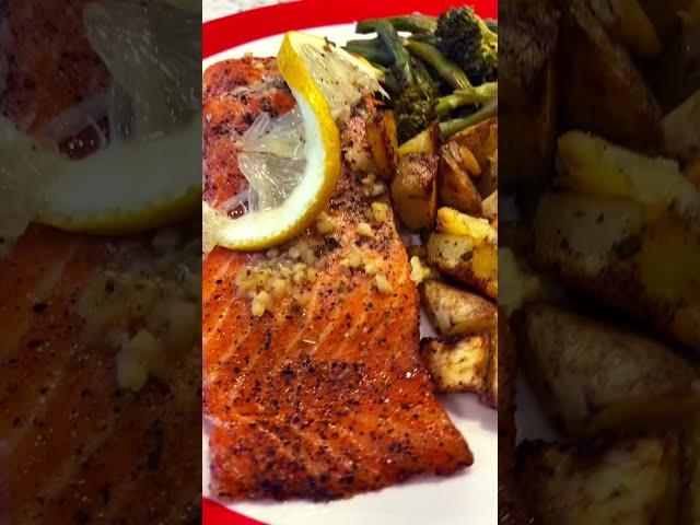 Baked Trout/w sautéed potatoes, grilled broccoli and asparagus