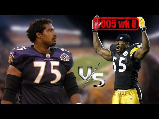 Jonathan Ogden vs Joey Porter (2005 wk 8) | OL vs DL Matchup