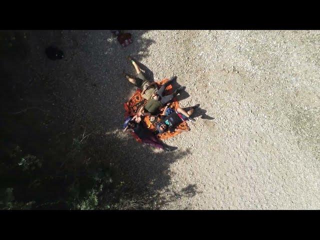 Drone upward spiral shot while chilling at Sa Calobra Circus, Mallorca