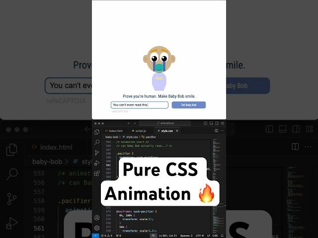 Make Baby Bob Smile CAPTCHA CSS Animation