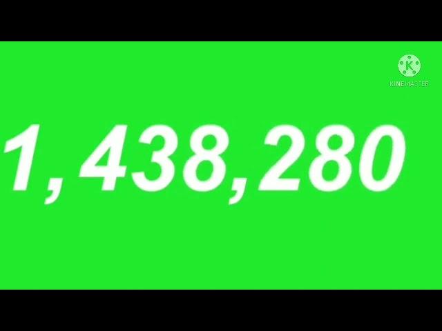 number 0 to 3 Million green screen