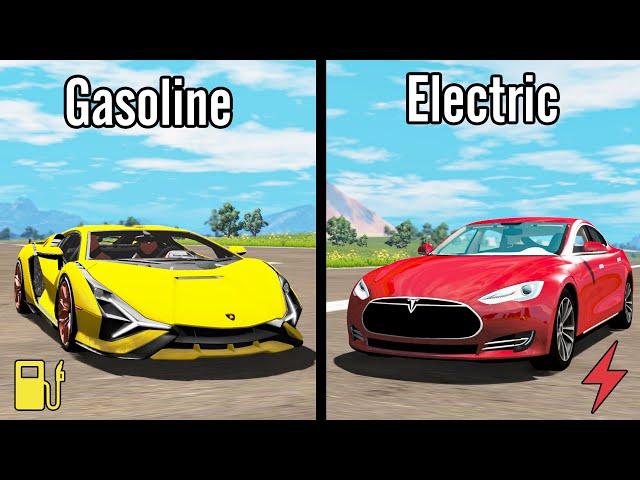 Electric vs Gasoline Car #2 - Beamng drive