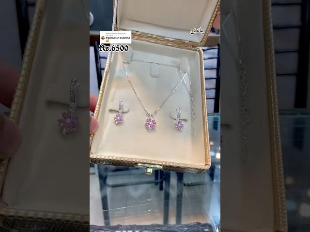 ladies set #925silver #pink #zircon #stone #pure #chandi #g p jeweller