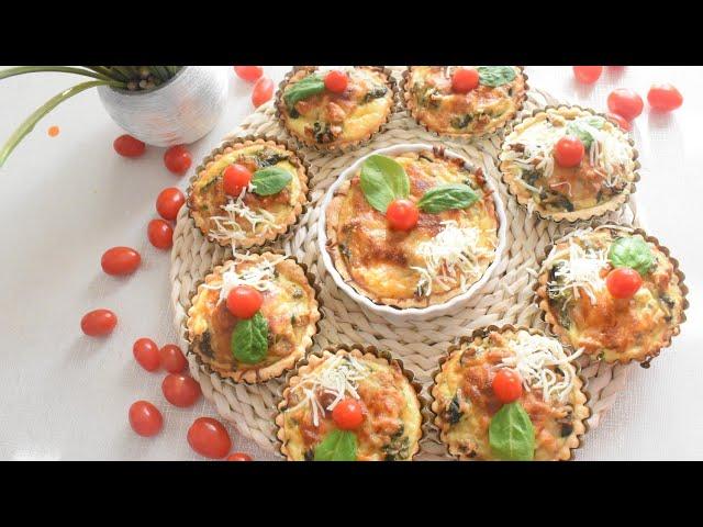 Spinach and Cheese Quiche Recipe/ميني كيش بالسبانخ #quiche #كيش_بالدجاج