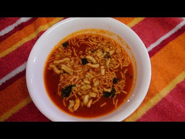 Sev Tamatar ki Sabzi Video Recipe - Chickpea Noodles in Tomato Curry - Kathiyawadi Recipes