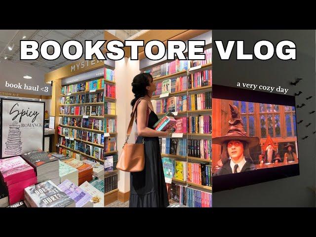 spend the day book shopping with me! *cozy* bookstore vlog + book haul 2024 