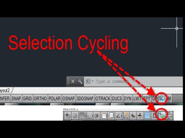 how to switch selection cycle on and off in Auto CAD