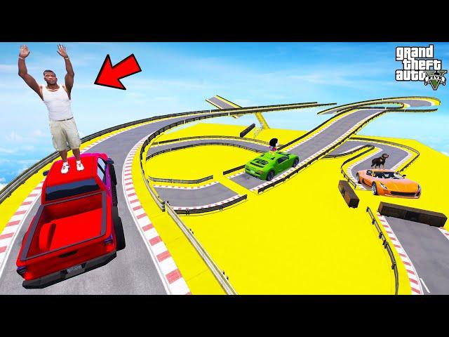 FRANKLIN TRIED YELLOW TRACK RALLY PARKOUR RAMP CHALLENGE GTA 5 | SHINCHAN and CHOP