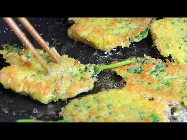 Perilla leaf pancake with spam (spam kkaennip jeon) ::: Korean food