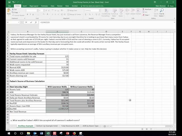 Managerial Accounting - Hotel Pricing