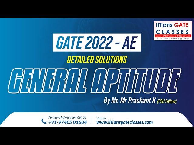 GATE 2022 Aerospace Engineering Question Paper- General Aptitude Solutions | GATE AE Lectures