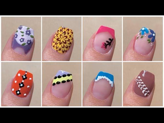 10 Easy nail art designs with household items || New nail art designs at home