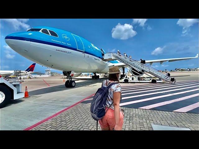  Sint Maarten SXM to Amsterdam Schiphol AMS  KLM Airbus A330 via Curaçao FULL FLIGHT REPORT