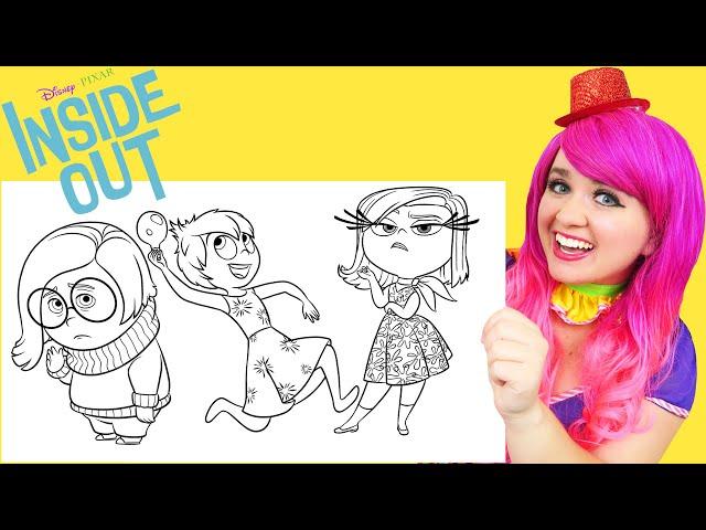 Coloring Inside Out Joy, Sadness & Disgust